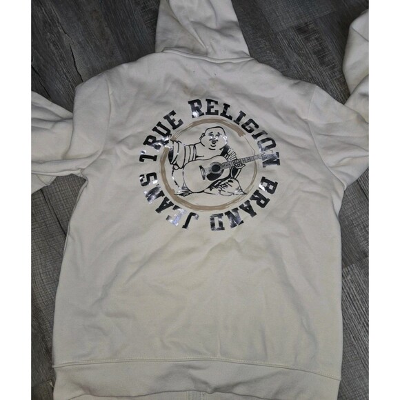 True Religion Men's Classic Buddha Logo Core Full Zip Up Hoodie Fleece Size L - Picture 4 of 6